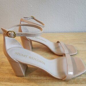 Stuart Weitzman Shoes Womens Size 9.5 Patent Block Heel Ankle Strap Sandals